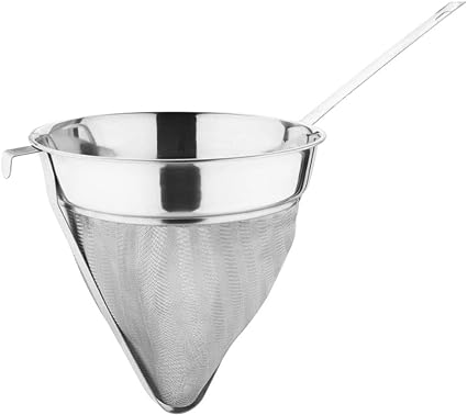 Vogue E819 Premium Chinois 25.2 cm | Stainless Steel Professional Conical Sieve Strainer, Silver