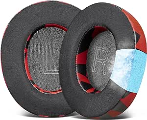 SOULWIT Cooling Gel Earpads for Microsoft Xbox Wireless/Wired, Xbox Stereo 20th Anniversary Special Edition Headset, Ear Pads Cushions with Ice Silk Fabric, Noise Isolation Foam - Red Storm