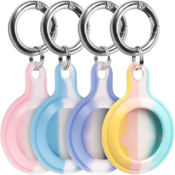 OKP [4 Pack] Protective Case for AirTag Key Wallet Finder, Soft Silicone Protective Cover with Keychain, Compatible with AirTag for Dog Cat Pet, Backpacks, Luggage, Colorful