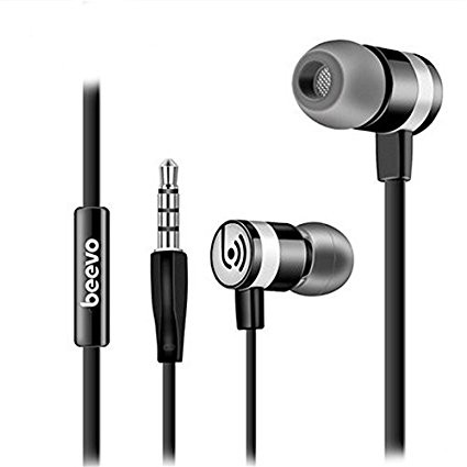 BearBizz EM330 3.5mm Heavy Bass Hifi In-ear Music Headphones Earphones, hands-free with mic for iPhone Android PC Laptop (Black)
