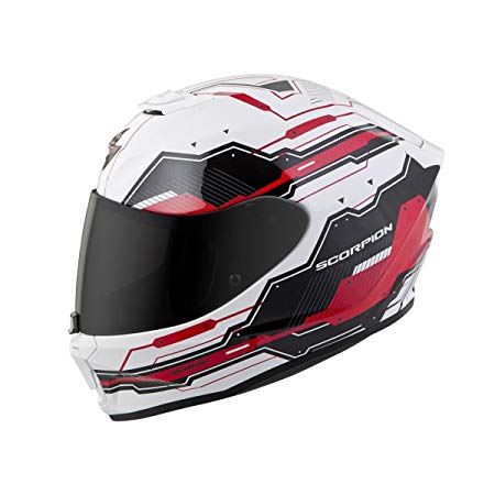 Scorpion Unisex-Adult Full-face-Helmet-Style Techno (White/Red, Small)