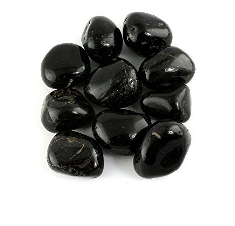 Crystal Allies Materials: 1lb Bulk Tumbled Black Onyx Stones from Brazil - Large 1"  Polished Natural Crystals for Reiki Crystal HealingWholesale Pound Lot