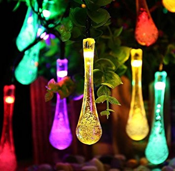 Gillberry Solar Powered 20LED Drop String Light Outdoor Christmas Party Garden Decor Lamp (Multicolor)