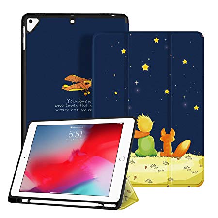 Ayotu Soft Case for Newest iPad 9.7 Inch 2018/2017 with Pencil Holder, Lightweight Trifold Stand with Auto Sleep/Wake,Full Protective for Apple iPad 6/5th Generation,The Boy and Fox