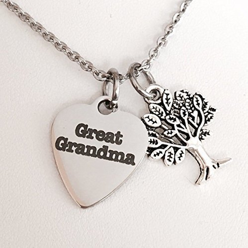Great Grandma necklace - great grandmother - stainless steel - nickel free - family tree