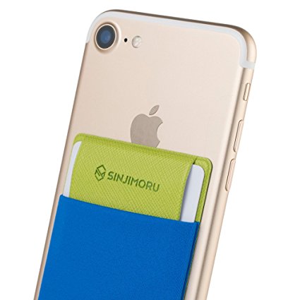 SINJIMOURU Credit Card Holder for Back of Phone, Stick on Wallet functioning as Phone Card Holder, Phone Card Wallet, iPhone Card Holder / Credit Card Case for Cell Phone. Sinji Pouch Flap, Blue.