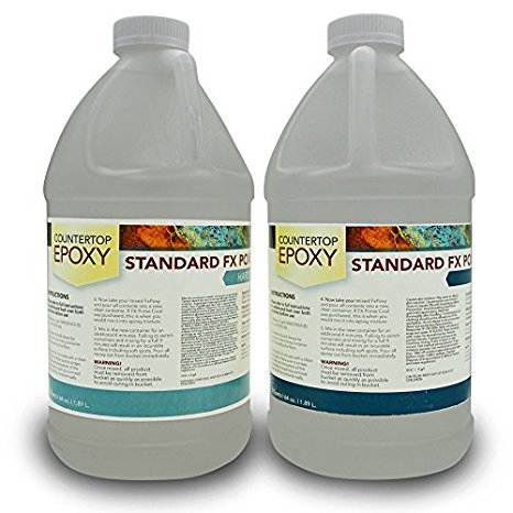 Countertop Epoxy - FX Poxy - UV Resistant Resin - 1 Gallon (Ultra Clear, 20 - 25 sq ft)