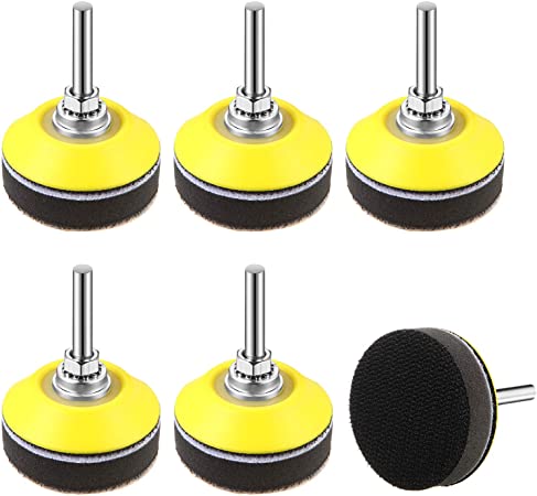 2 Inch/50mm Hook and Loop Sanding Pad Sanding Disc Replacement Pad 2 Inch with 1/4 Inch Shank Drill Attachment and Foam Buffering Pad?6 Pack