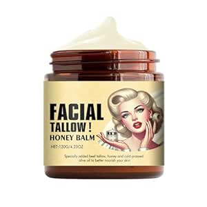 Whipped Beef Tallow and Honey Balm, 4oz, Unscented, Grass Fed Grass Finished Organic Face Cream, Moisturizer, Body Lotion, Skin Care and Lip Balm