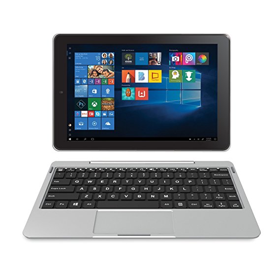 RCA Cambio 10.1" 2 in 1 32GB Tablet with Windows 10, Intel Atom Z8350 2GB RAM, IPS 1280 x 800 Includes Keyboard - (Silver)