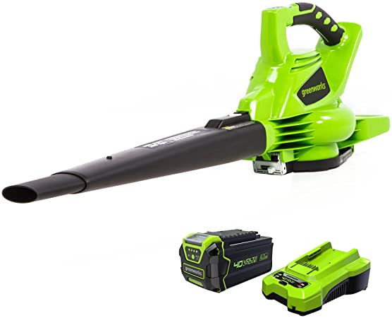 GreenWorks 24322 G-MAX 40V 185MPH Variable Speed Cordless Blower Vacuum, 4Ah Battery and Charger Included