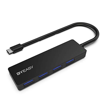 USB C Hub, BYEASY 4-in-1 C to USB 3.0 Type c Hub with 4 Ports Applicable for MacBook Pro 2018 2017 iMac, Google Chromebook Pixelbook, XPS, Samsung S9, S8 & More USB Type C Devices (Leather Black)