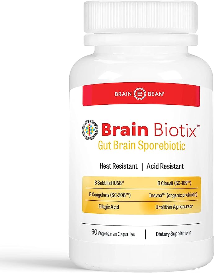 Brain Bean Brain Biotix | Gut and Brain Spore-Based Probiotic and Prebiotic | 30 Servings