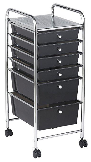 ECR4Kids 6-Drawer Mobile Organizer, Smoke