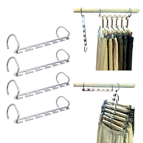 Metal Magic Wonder Closet Hangers, Wardrobe Space Saving Coat hangers Clothing Organizer by MIU COLOR-4 Pack
