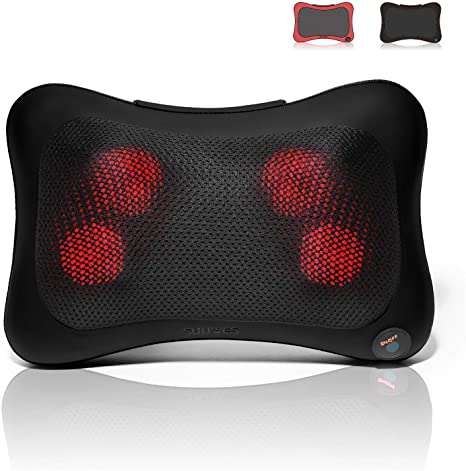 SULIVES Shiatsu Back and Neck Massager, Massage Pillow with Heat for Muscle Pain Relief, The Best Relaxing Gift for Home Offices and Cars