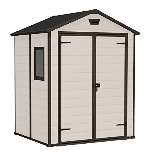 Keter Manor Outdoor Plastic Garden Storage Shed, 6 x 5 feet - Beige