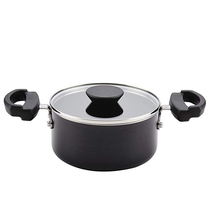 Farberware 20466 Neat Nest Space Saving Nonstick Saucepot/Saucepan with Lid/Dishwasher Safe, Made In The USA, 1.5 Quart, Black