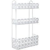 MyGift Decorative White Wall Mounted 3 Tier Shelf Baskets  Kitchen Spice Rack  Bathroom Product Holder