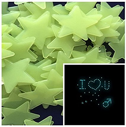 200PCS Home Wall Glow In The Dark Stars Stickers Decal Baby Kid's Nursery Room - DIY Wall Decal - Light Green - Plastic Luminous Wall Stickers Bedroom Decoration by ZooYoo
