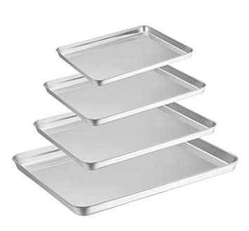Baking Tray Set of 4, HaWare Stainless Steel Baking Sheet –Rimmed Pan Baking Sets -Healthy & Non Toxic, Easy Clean & Dishwasher Safe