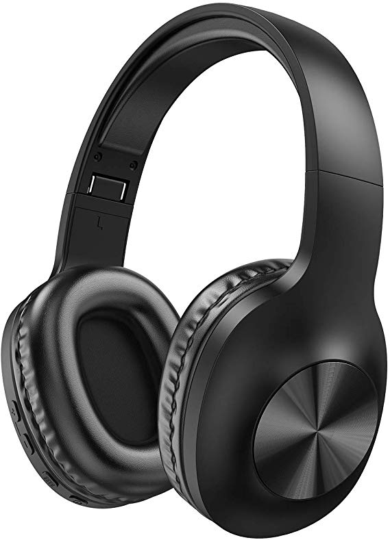 Bluetooth Headphones Wireless Over Ear - with Hi-Fi Stereo, 24 Hours Playtime, Super Soft Earpads for Travel Work TV PC Phone - Black