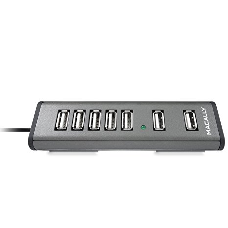 Macally 7 Port Powered USB 2.0 Hub with 5V 2A Power Adapter & 5 foot long Cable (TriHub7)