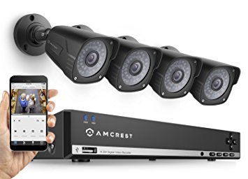 Amcrest UltraHD 3MP 4CH Video Security System - Four 2048TVL 3.0-Megapixel Weatherproof IP66 Bullet Cameras, 114ft IR LED Night Vision, NO HDD Included, HD Over Analog/BNC, Smartphone View (Black)