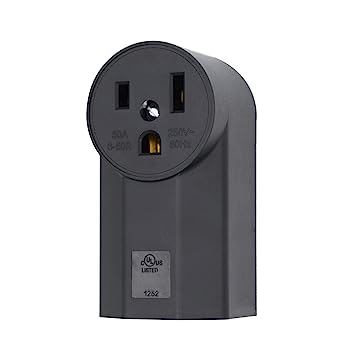 NEMA 6-50R Receptacle 2-Pole 3-Wire Surface Mount Power Receptacle 250V 50A UL Listed, bekca Black (NEMA 6-50R)