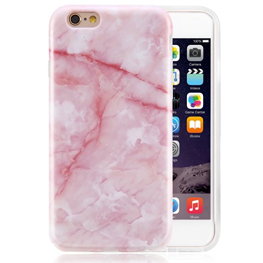 Pink iPhone 6 Plus Cases for Girls, VIVIBINAnti-Scratch Shock Proof Soft TPU Cover,iPhone 6 Plus Case Pink , Marble Design