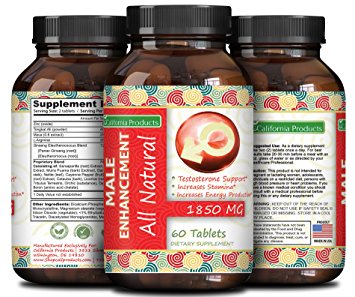 Male Enhancement Supplement for Energy and Stamina - Natural Tongkat Ali Pure Ginseng L-Arginine and Maca Root Extract Boost Performance - Potent Testosterone Support Pills for Men California Products