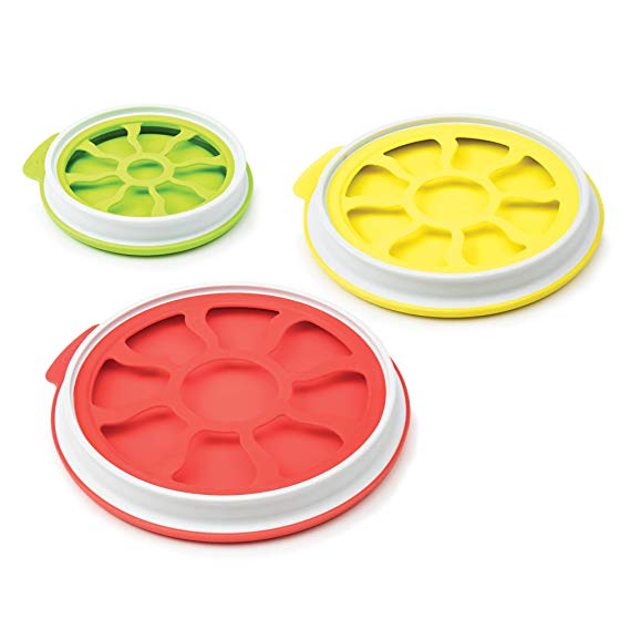 Tovolo Set of 3 Seal 'N Store Produce Keeper Food Storage for Fruit, Onions & Veggies, Multi, Green/Red/Yellow