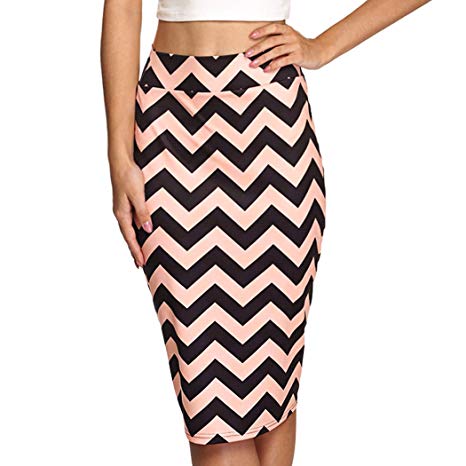 Zeagoo Women's Above The Knee Elastic Waist Work Pencil Skirt