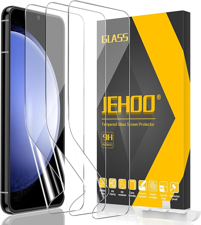 [3 Pack] JEHOO Samsung Galaxy S23 FE Screen Protector Flexible TPU, Fingerprint Unlock, Scratch Resistant, Easy Installation, Case Friendly, Bubble Free