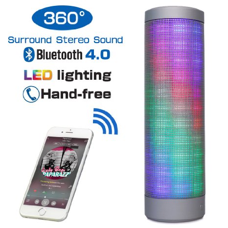 GINGOOD LED Bluetooth Speakers Portable Dancing Colorful Hi-Fi Enhanced Bass Build in Microphone