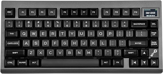 EPOMAKER TH80 PRO V2 Wireless Gaming Keyboard with Screen, BT5.0/2.4G/USB-C Gasket-Mounted Custom Keyboard, Hot Swappable, VIA Mechanical Keyboard for Win/MAC (Shadow Black, Wisteria Linear Switch)