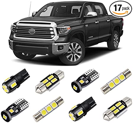 BRISHINE White LED Interior Light Kit for Toyota Tundra 2014 2015 2016 2017 2018 2019 Super Bright 6000K Interior LED Bulbs Package   Cargo Lights   License Plate Lights and Install Tool