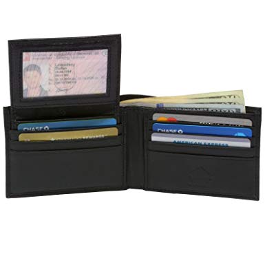 Alpine Swiss Men's Leather Bifold Wallet Removable Flip Up ID Window