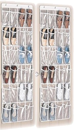 Whitmor 6044-13-CTF White Crystal Collection Over-The-Door Shoe Organizer, Clear (1, 2 Organizer)