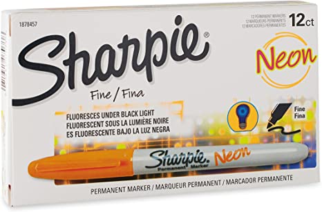 Sharpie 1878457 Neon Fine Point Permanent Marker, Neon Orange, 12-Pack