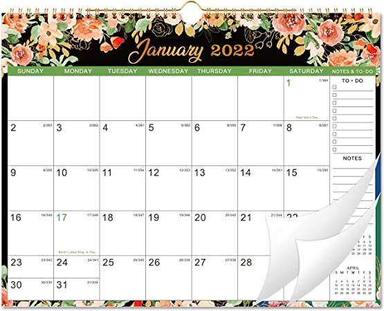 2022 Calendar - 2022 Wall calendar, January 2022 to December 2022, 14.6'' x 11.4", Large Blocks with Julian Dates, Twin-Wire Binding, Suitable for Hanging on the Wall with Simple Appearance and Decorative Effect.