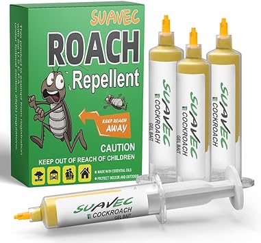 SUAVEC Roach Repellent, Cockroach Repellent for Home, Roach Deterrent, Roach Control for Indoor and Outdoor Use, Effective Roach Repeller, Safe Roach Repellant, Keep Roach Away- 4 Tubes (5 oz)