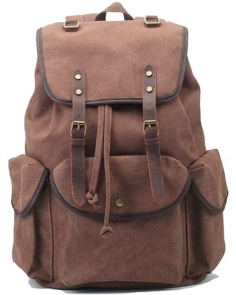 Aidonger Unisex Vintage Canvas and Leather Casual Backpack