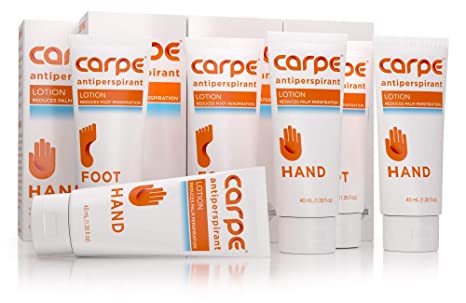 Carpe Antiperspirant Hand and Foot Lotion Package Deal (3 Hand and 3 Foot Tubes-Save 33%), Stop Sweaty Hands and Sweaty, Smelly Feet, Dermatologist-Recommended, Best Value