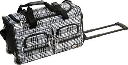 Rockland PRD422 Luggage Rolling Duffle Bag, Black Cross Plaid, One Size, 22-Inch