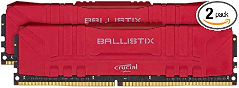 Crucial Ballistix 2666 MHz DDR4 DRAM Desktop Gaming Memory Kit 16GB (8GBx2) CL16 BL2K8G26C16U4R (RED)