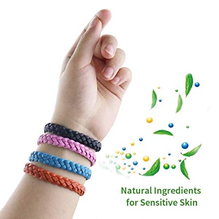 12 Pack Mosquito Repellent Bracelet - Made of Eco-Friendly Leather - Not Plastic - 100% Natural Pest Control for Children Kids Men Women & Pets - Perfect for Indoor & Outdoor Use - DEET FREE