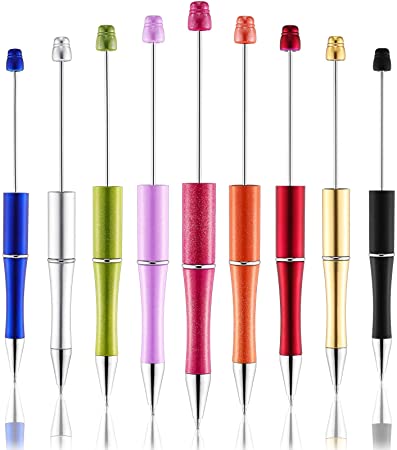 Plastic Beadable Pen Bead Pens Ballpoint Pen Ball Pen for Kids Students Presents Office School Supplies, 10 Colors (10)