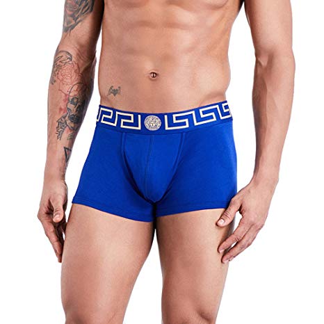 Versace Iconic Low Rise Boxer Brief, Blue w Gold