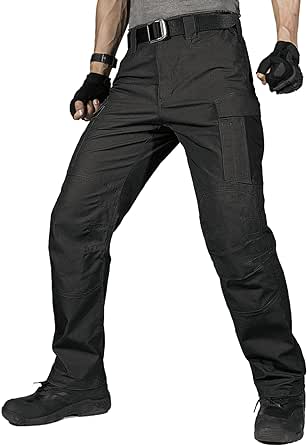 FREE SOLDIER Men's Water Resistant Pants Relaxed Fit Tactical Cargo Work Pants with Multi Pocket